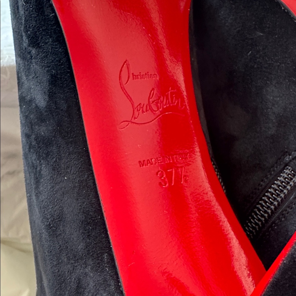 Christian Louboutin so apostropha black suede boot booty 80mm stiletto sz 37.5 - Picture 9 of 10